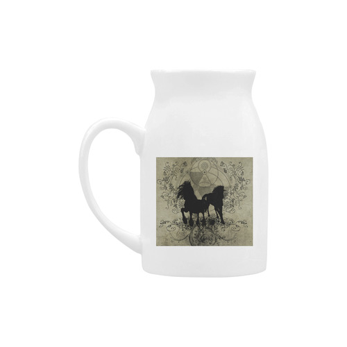 Beautiful horses, solhouette in black Milk Cup (Large) 450ml