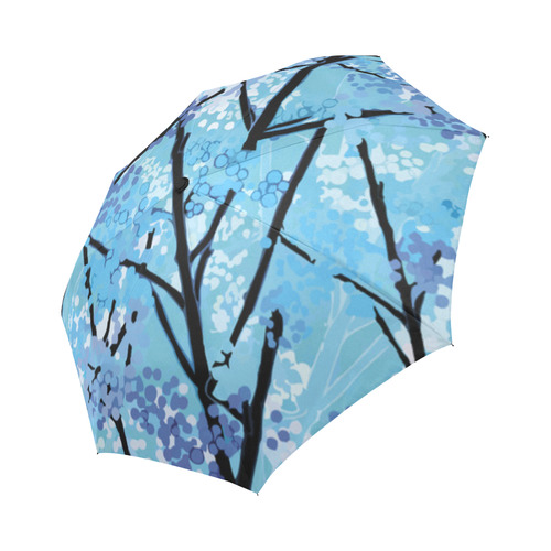 Abstract Geometric Blue Tree Nature Auto-Foldable Umbrella (Model U04)