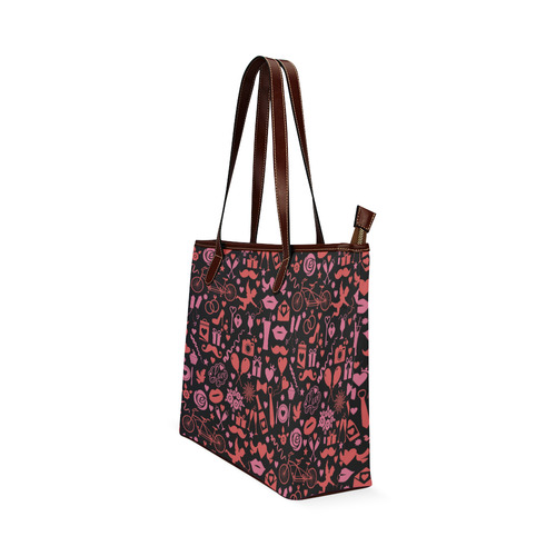 Pink Love Shoulder Tote Bag (Model 1646)