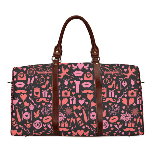 Pink Love Waterproof Travel Bag/Small (Model 1639)