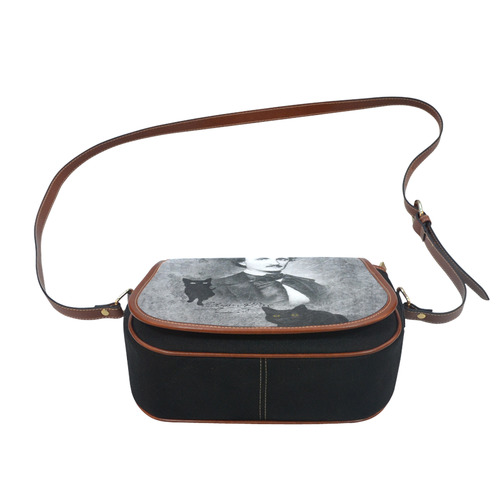 E.A. Poe - The Black Cat Vintage Collage Saddle Bag/Small (Model 1649)(Flap Customization)