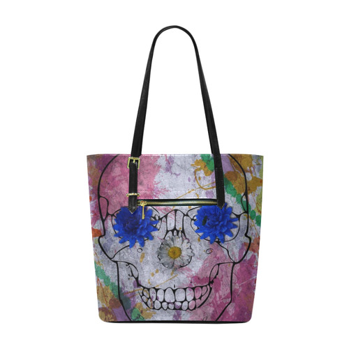 flower power skull Euramerican Tote Bag/Small (Model 1655)