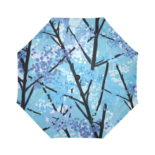 Abstract Geometric Blue Tree Nature Auto-Foldable Umbrella (Model U04)