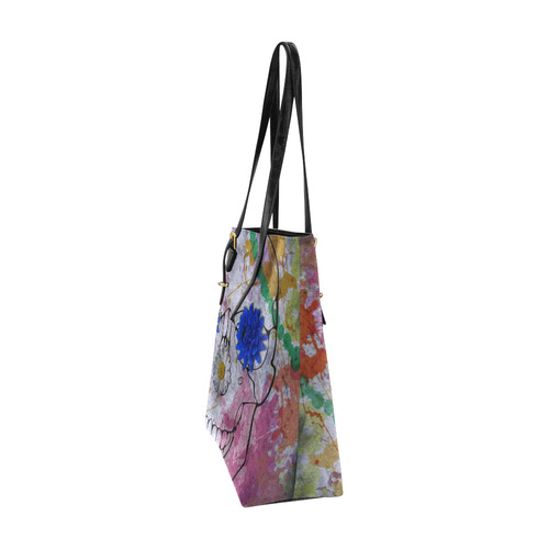 flower power skull Euramerican Tote Bag/Small (Model 1655)