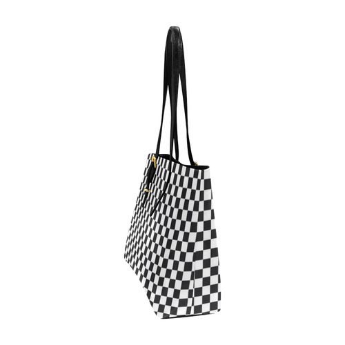 RACING / CHESS SQUARES pattern - black Euramerican Tote Bag/Large (Model 1656)