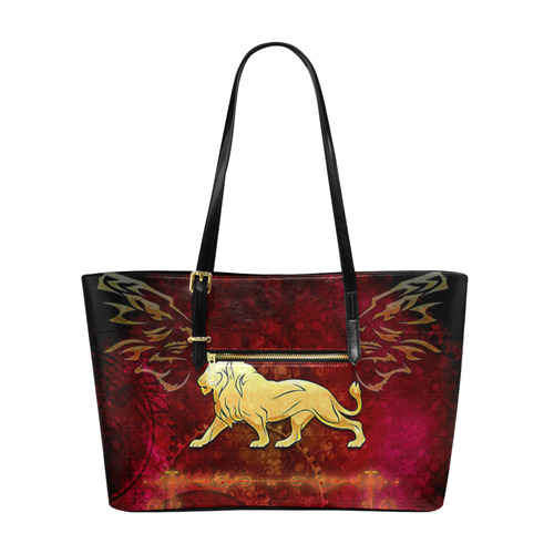 Golden lion on vintage background Euramerican Tote Bag/Large (Model 1656)