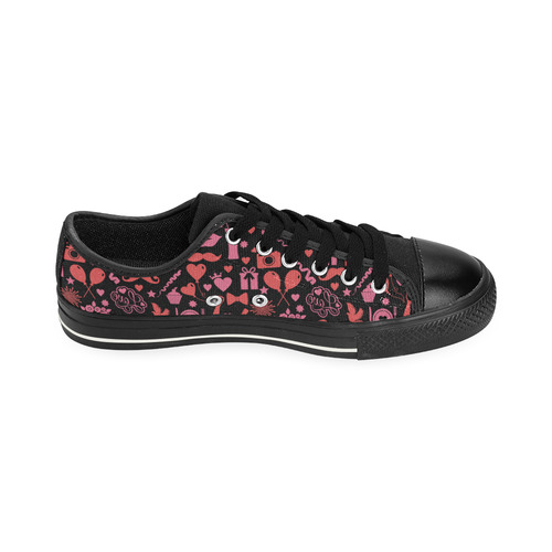 Pink Love Canvas Women's Shoes/Large Size (Model 018)