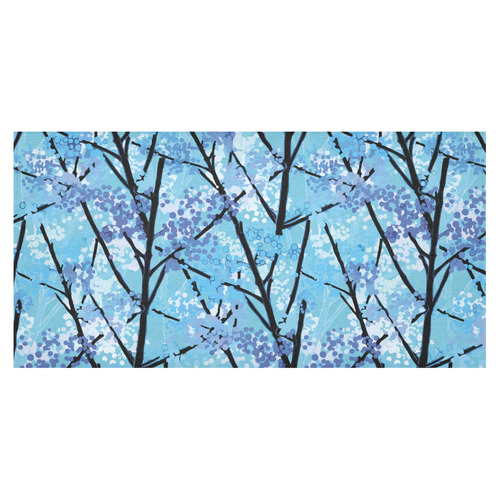 Abstract Geometric Blue Tree Nature Cotton Linen Tablecloth 60"x120"