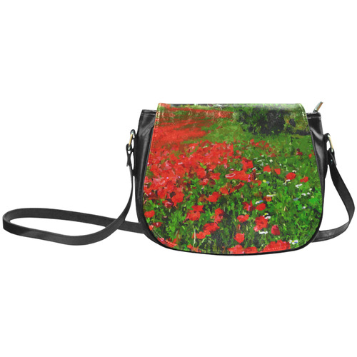 Field of Red Poppies Floral Landscape Classic Saddle Bag/Small (Model 1648)