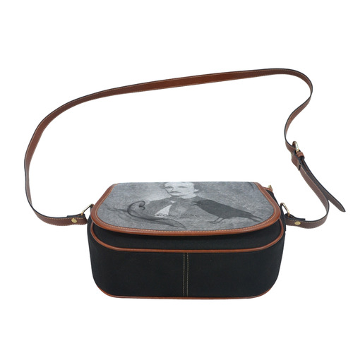 E.A. Poe - The Raven Vintage Collage Saddle Bag/Small (Model 1649)(Flap Customization)