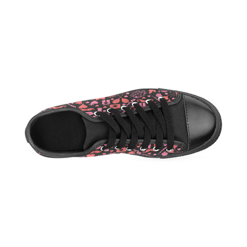 Pink Love Canvas Women's Shoes/Large Size (Model 018)