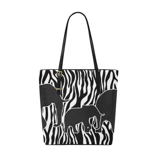 ELEPHANTS to ZEBRA stripes black & white Euramerican Tote Bag/Small (Model 1655)