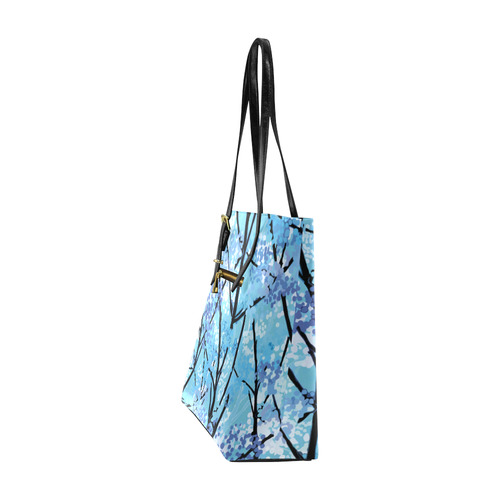 Abstract Geometric Blue Tree Nature Euramerican Tote Bag/Small (Model 1655)