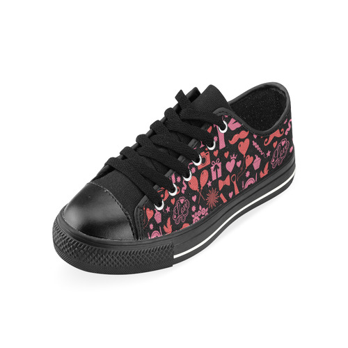 Pink Love Canvas Women's Shoes/Large Size (Model 018)