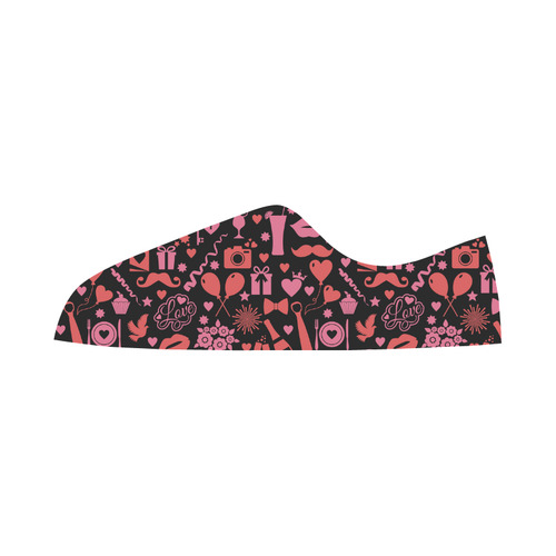 Pink Love Women's Canvas Zipper Shoes/Large Size (Model 001)