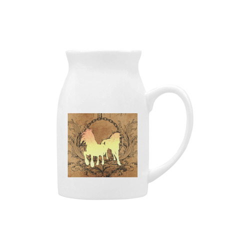 Beautiful horse silhouette in yellow colors Milk Cup (Large) 450ml