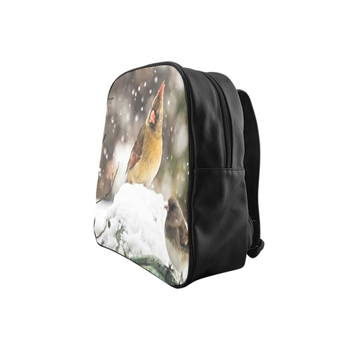 Cardinal In The Snow School Backpack (Model 1601)(Small)