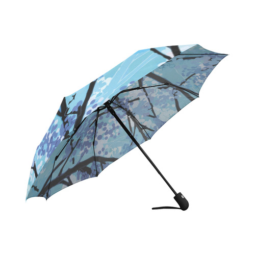 Abstract Geometric Blue Tree Nature Auto-Foldable Umbrella (Model U04)