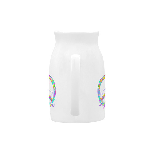 White UNICORN in a multicolored Splatter PEACE Milk Cup (Large) 450ml