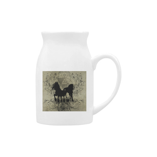 Beautiful horses, solhouette in black Milk Cup (Large) 450ml