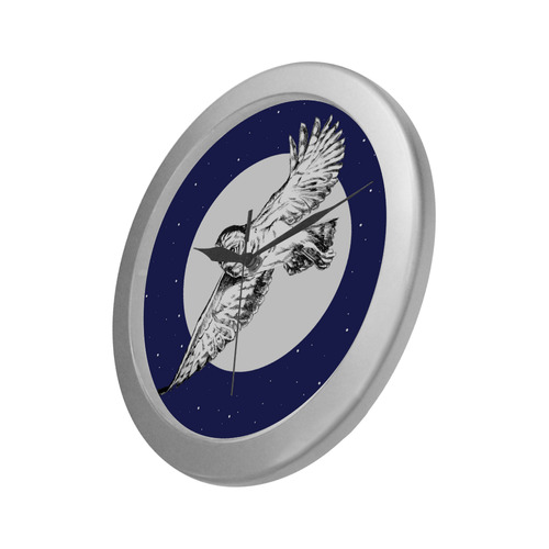 athena owl clock Silver Color Wall Clock