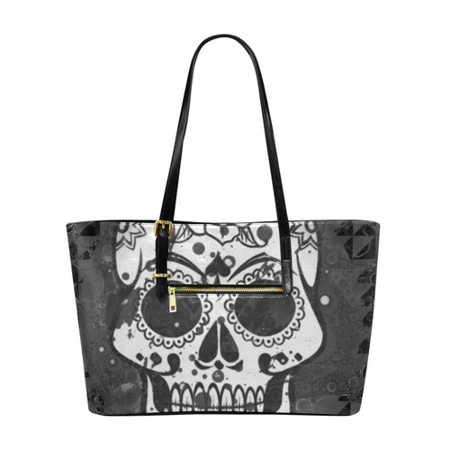 black and white Skull Euramerican Tote Bag/Large (Model 1656)