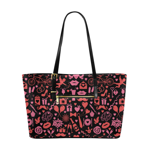 Pink Love Euramerican Tote Bag/Large (Model 1656)