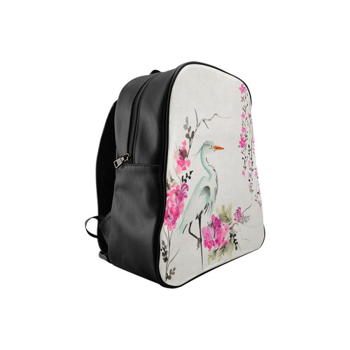 Pink Crane Flower Dream School Backpack (Model 1601)(Small)