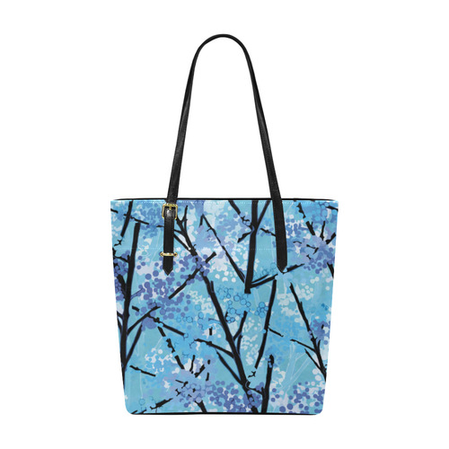 Abstract Geometric Blue Tree Nature Euramerican Tote Bag/Small (Model 1655)