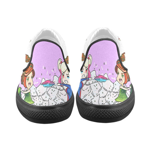 Harley Quinn and Poison Ivy Women's Unusual Slip-on Canvas Shoes (Model 019)