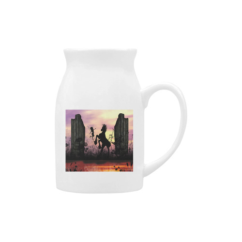 Wonderful fairy with foal in the sunset Milk Cup (Large) 450ml