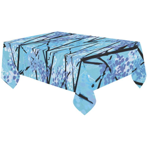 Abstract Geometric Blue Tree Nature Cotton Linen Tablecloth 60"x120"