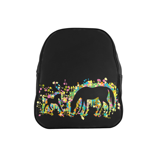 Lovely Foal with Mom Splash School Backpack (Model 1601)(Small)