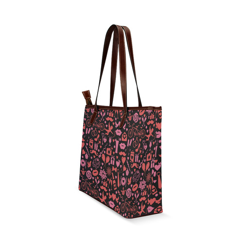 Pink Love Shoulder Tote Bag (Model 1646)