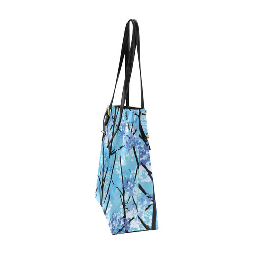 Abstract Geometric Blue Tree Nature Euramerican Tote Bag/Small (Model 1655)