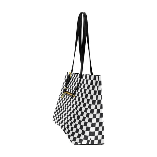 RACING / CHESS SQUARES pattern - black Euramerican Tote Bag/Large (Model 1656)