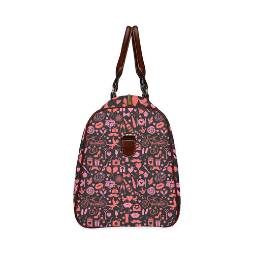 Pink Love Waterproof Travel Bag/Small (Model 1639)