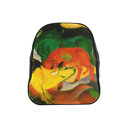 Red Yellow Green Cows by Franz Marc School Backpack (Model 1601)(Small)