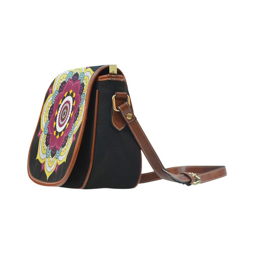 Beautiful Gold Mandala Dark Background Saddle Bag/Small (Model 1649)(Flap Customization)