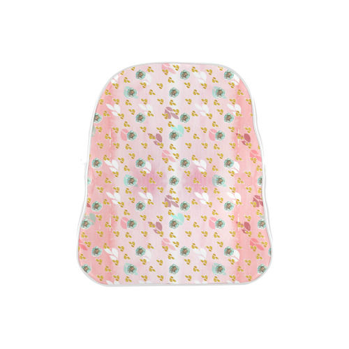 watercolor flowers pink gold School Backpack (Model 1601)(Small)