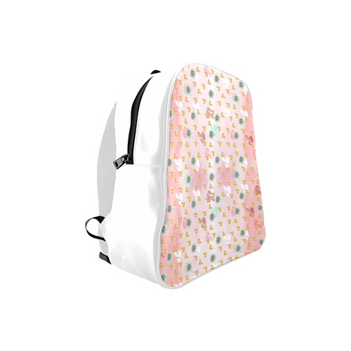 watercolor flowers pink gold School Backpack (Model 1601)(Small)