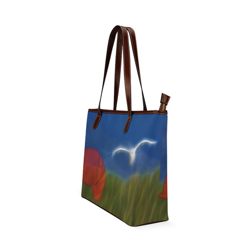 Wonderful Summer Dreaming with Poppy and Seagull Shoulder Tote Bag (Model 1646)