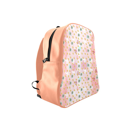 watercolor flowers pink gold School Backpack (Model 1601)(Small)