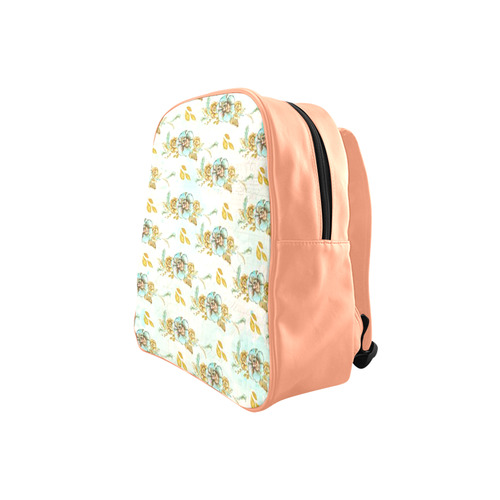 watercolor flowers mint gold School Backpack (Model 1601)(Small)