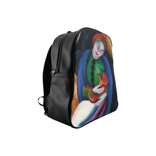 Girl With Cat II  by Franz Marc School Backpack (Model 1601)(Small)