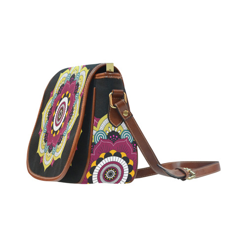 Beautiful Gold Mandala Dark Background Saddle Bag/Large (Model 1649)