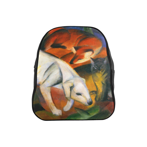 Three Animals (Dog, Fox, Cat) by Franz Marc School Backpack (Model 1601)(Small)