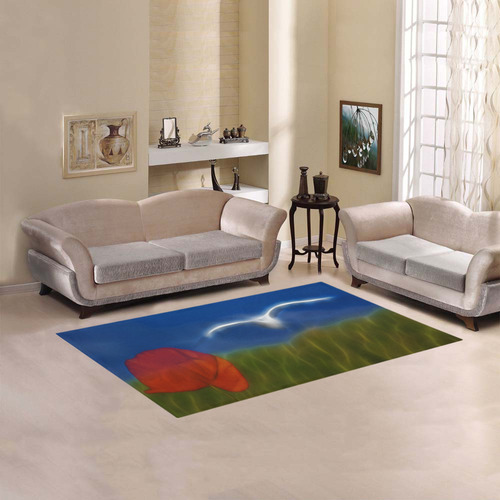 Wonderful Summer Dreaming with Poppy and Seagull Area Rug 5'x3'3''