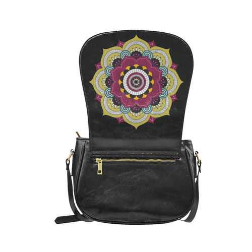 Beautiful Gold Mandala Dark Background Classic Saddle Bag/Large (Model 1648)