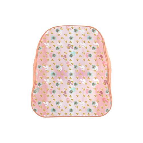 watercolor flowers pink gold School Backpack (Model 1601)(Small)